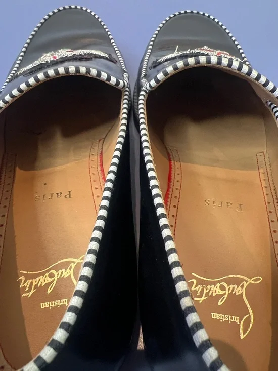 Christian Louboutin Laperouse Flat Black Silver Cap Toe EU 41 - Picture 11 of 14